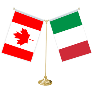 Drapeau de table en forme de Y avec base en métal pour décorations de mini-drapeaux personnalisables (drapeaux <span class=keywords><strong>du</strong></span> Canada et d'<span class=keywords><strong>Italie</strong></span>) - Product Image 1