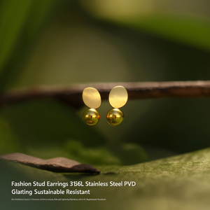 Fashion Stud Earrings 316L Stainless Steel PVD Gold Plating Sustainable Resistant - Product Image 3