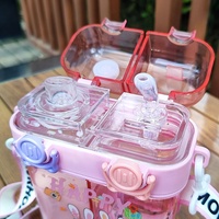 Gourde portable mignonne à double compartiment en paille pour enfants, idéale pour les boissons froides, pour hommes et femmes, pour la rentrée scolaire et les voyages en extérieur