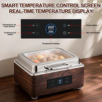 Chauffe-Plat Électrique de Luxe 6L/9L Effet Bois avec Contrôle Numérique de la Température pour Buffet, Hôtels, Restaurants et Traiteurs