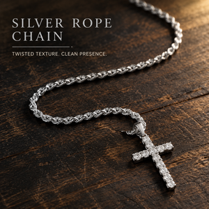 Pendentif croix en zircone cubique micro-pavé argenté, collier unisexe, chaîne torsadée en acier inoxydable anti-ternissement, style hip-hop - Product Image 4