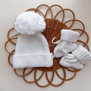 <span class=keywords><strong>Bonnet</strong></span> en coton pour bébé nouveau-né, <span class=keywords><strong>tricot</strong></span> épais, gros pompon, chaud pour l'hiver, 0-3 mois - Product Image 5