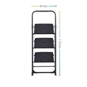 Scala Pieghevole in Metallo a 3 Gradini con Piedini Gommati Antiscivolo 47x113 Cm Capacità 150 Kg - Product Image 2
