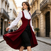 Ensemble de robe gothique victorienne trois pièces avec chemisier à volants, bloomers, corset et ceinture pour performance de cosplay, prend en charge ODM OEM