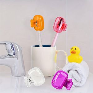 Protège-brosses à dents en plastique personnalisés avec logo sérigraphié, clips de rangement portables pour la maison et les voyages - Product Image 3