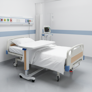 चिकित्सा देखभाल बिस्तर और अस्पताल फर्नीचर के लिए एब्स सामग्री के साथ समायोज्य चल डाइनिंग टेबल - Product Image 4