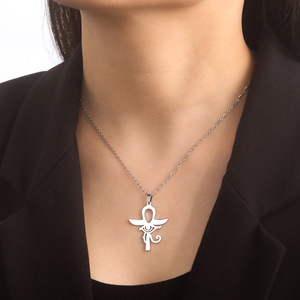 Frauen Edelstahl Ankh Kreuz ägyptischen Amulett Halskette Key Life Symbol Kruzifix Anhänger religiösen Schmuck mit Ketten - Product Image 4