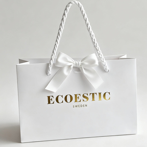 Toptan Lüks Paketleme Çantaları Özel Logo Baskılı Perakende Mücevher Hediye Paketleme Kağıdı Saplı Alışveriş Çantası - Product Image 3