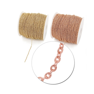 Chaîne plate en acier inoxydable argenté et or rose de 1,5 mm, chaîne à maillons croisés pour collier et autres bijoux, vendue au mètre. - Product Image 1