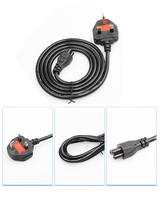 Kawat kabel adaptor daya AC, kawat kabel Plug UK 220V IEC C5 kabel catu daya 1.2/1.5m kurang untuk Printer 3D komputer PC