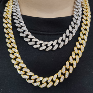 Kubanische Kette New Style Cuban Chain Man Halskette 18 Karat vergoldet Voll Strass Legierung Hip Hop Halskette Eis aus Miami Halskette - Product Image 5