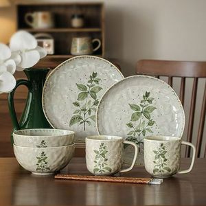 Hot New Wholesale Retro Dark Green Custom Stoneware Dinnerware <b>Set</b> Nordic Style Dishwasher Safe Eco-Friendly Tableware - Product Image 3