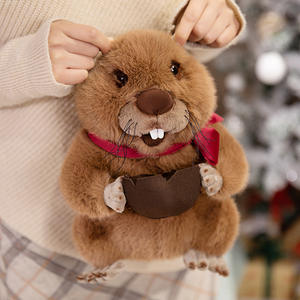 Juguetes de Peluche Personalizados, Mini Llavero de <span class=keywords><strong>Castor</strong></span>, Peluche Suave con Bufanda Roja para Regalos - Product Image 3