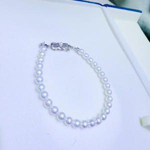 Bracelet en perles d'eau douce rondes Zhuji Natural de 5 à 6 mm, presque sans défaut, en argent pur avec un design unique - Product Image 4