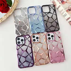 Luxury Gradient Glitter Electroplated Cell Phone Case For iPhone 15 pro max 14 Plus 13pro 12 11 Xs Xr Shockproof Soft Cover Case