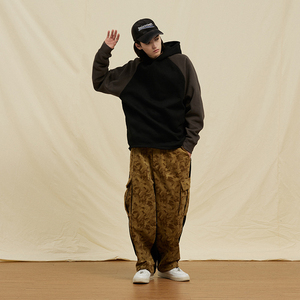 Sudadera con Capucha para Hombre, Diseño Personalizado, Estilo Urbano, Invierno, Color Sólido, Bloques de Color, Algodón, Sin Cordones, Felpa, Talla Grande - Product Image 2