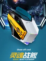 Wanjia Soul Battleship caja de la computadora de escritorio Pc chasis de forma especial Gamer refrigerado por agua DIY tema Matx gran Stock Torre completa