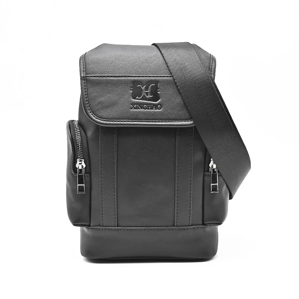 Hot Sale Designer Custom Logo Men Small Crossbody bag Waterproof Pu Vegan Leather Shoulder Messenger Bag