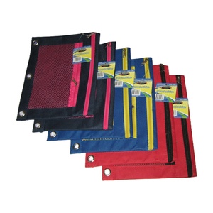 Double Pocket <b>3</b> <b>Ring</b> <b>Binder</b> Mesh Pencil Pouch Oxford Zipper 24*19CM with Metal Grommets for Students & Offices - Product Image 3