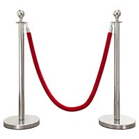 Poteaux de guidage VIP en acier avec dessus sphérique décoratif et cordons en velours pour événements, salons automobiles et tapis rouge