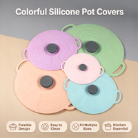 Ensemble de couvercles de casserole en silicone de qualité alimentaire, résistants à la chaleur, flexibles, ajustement universel, plusieurs tailles pour soupes et ragoûts