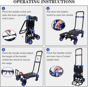 भारी शुल्क एल्यूमीनियम फोल्डेबल प्लेटफॉर्म कार्ट चार पहिया अनुकूलन योग्य ओएम फ्लैटबेड हैंड ट्रॉली - Product Image 4