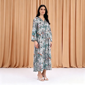 New Design Custom Print Polyester Abaya Dress for Muslim Women Elegant Party Wear Wholesale Supplier - Product Image 2
