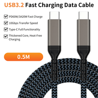Cable de datos de transferencia de alta velocidad USB3.2 Cable cargador de 60W Cable de carga rápida trenzado de nailon Usb tipo C a Cable tipo C