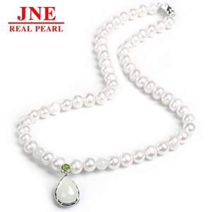 Natural Pearl Necklace Round Beads 925 Silver Water Drop Pearl Necklace Mother's Gift for <strong>Elders</strong> Mother's Day - Product Image 5