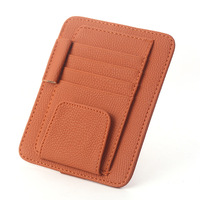 Clip universel pour lunettes de soleil en cuir texturé, support de lunettes pour pare-soleil, clip de rangement pour billets et cartes, accessoires intérieurs de voiture