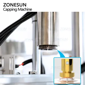 Capping Machine Automatic ZONESUN ZS-YG11U FEA15mm Automatic Liquid Aluminium Perfume Pump Sprayer Bottle Caps Crimping Pressing Capping Machine