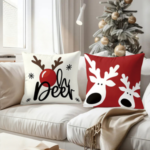 Christmas throw pillows featuring Santa reindeer and festive designs for holiday decor - Product Image 4