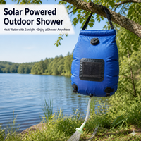 Douche solaire rechargeable 20L, sac de douche portable pour camping, en PVC Ripstop, étanche, avec affichage de la température, pommeau de pulvérisation, pliable pour la randonnée