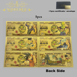 5 modèles de billets de banque japonais Dragon Z Anime plaqués or 24 carats pour cadeaux d'affaires - Product Image 1
