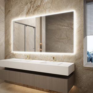 Miroir LED 3 couleurs anti-dumping Design vertical moderne pour chambre à coucher Rectangle illuminé IP44 pour salon de coiffure - Product Image 2