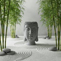 Statue de Bouddha Art déco moderne faite à la main, sculpture écologique, design portrait, ornement paysager en fibre de verre pour extérieur/intérieur