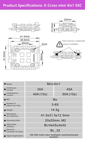 มินิ 4-in-1 ESC 45A 3-6S พร้อมเฟิร์มแวร์ BLHeli_S สำหรับโดรน FPV ขนาด 5 นิ้ว พร้อมขาตั้งสีม่วงและขั้วต่อสีทอง - Product Image 4