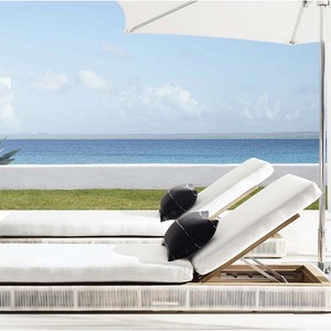 Chaise longue de jardin moderne en teck et corde, durable et luxueuse, idéale pour les hôtels, les patios, les piscines, les parcs, les cours et les villas - Product Image 2