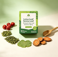Sachets de thé dégradables aromatisés aux feuilles de lotus, racines de rhubarbe et baies d'aubépine, 2g, 50 unités, pour une infusion saine et détoxifiante