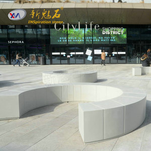 Nuevos Materiales de Construcción de Piedra, Banco de Piedra GRC, Silla Redonda Gris, Muebles para Interiores y Exteriores, Muebles para Centros Comerciales, Hechos a Medida - Product Image 3