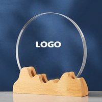Trophées en cristal K9 vierges de haute qualité à prix de gros, plaques en verre cristal personnalisées avec base en bois