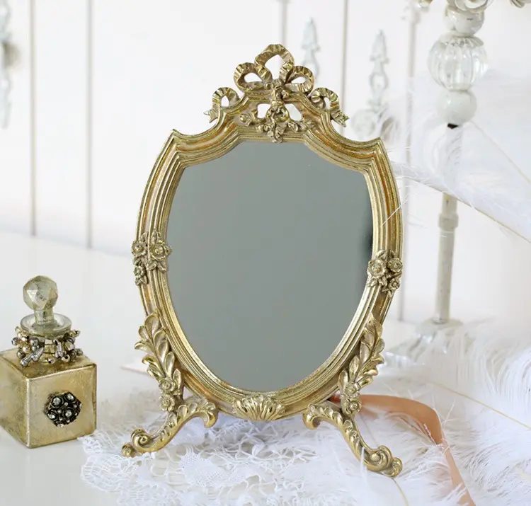 Espejo decorativo de Mesa para el hogar, resina de estilo dorado o plástico, cartón Retro, hierro, cumpleaños, personalizado, rústico, enmarcado, diseño personalizado