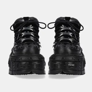 Scarpe da Donna Taglia Grande 4144, Stile Retrò Spagnolo Punk, Suola Spessa con Piattaforma, Suola in Schiuma, Allacciatura, Tacco Altissimo, Punta Rotonda, Casual - Product Image 3