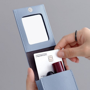 Estuche para guardar tubos de lápiz labial, bolsa de cuero PU coreana para lápiz labial, bolsa de maquillaje pequeña y portátil con logo personalizable. - Product Image 3