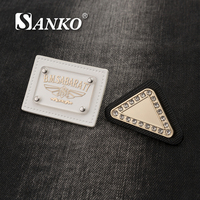SANKO Patch en cuir gaufré écologique pour vêtements, étiquettes en cuir personnalisées pour jeans, étiquettes métalliques enroulées pour vêtements