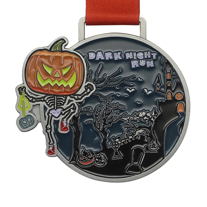 Özel logo koşu yarışı madalyası Spor 2D/3D yumuşak emaye led ışık Madalya