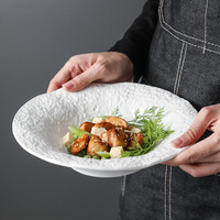Assiette creuse en céramique écologique de 8/9 pouces, forme irrégulière, pour soupe et légumes, saladier, assiette occidentale, pour la maison et la restauration, blanche, moderne