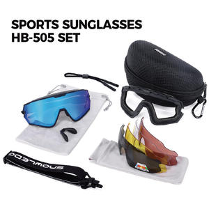 HUBO 505 Gold/White Sport <strong>Sunglasses</strong> 5 Interchangeable Lenses Custom <strong>Polarized</strong> Photochromic UV Protection Cycling <strong>Sunglasses</strong> - Product Image 2