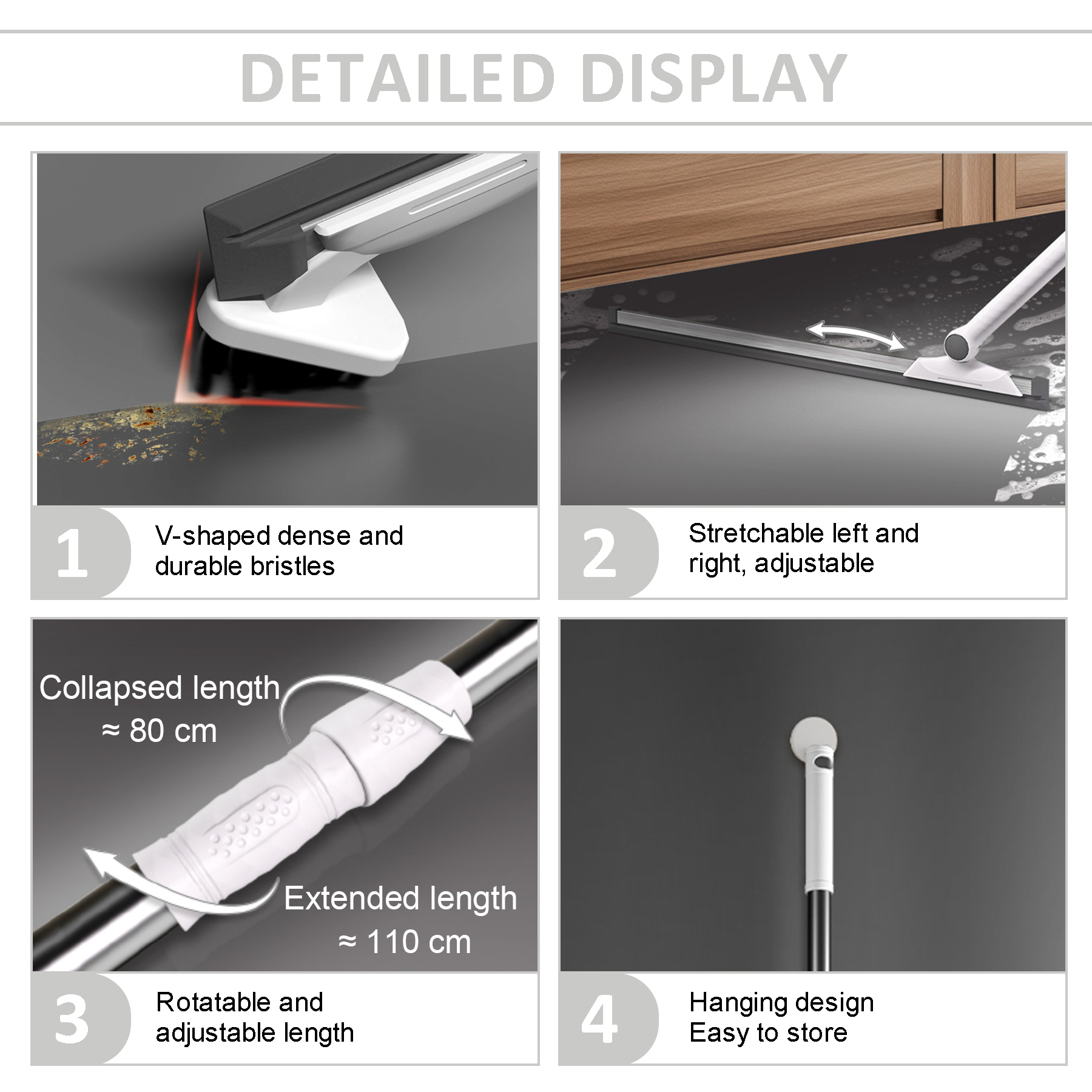 36cm Three-in-One Magic Broom for Home Bathroom Silicone Floor Scraper and Squeegee with Plastic Handle for Toilet Cleaning · image 4
