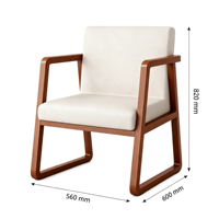 Structure en bois de frêne massif, cuir PU, éponge haute densité et accoudoirs de la chaise conviennent à une utilisation dans les salons.